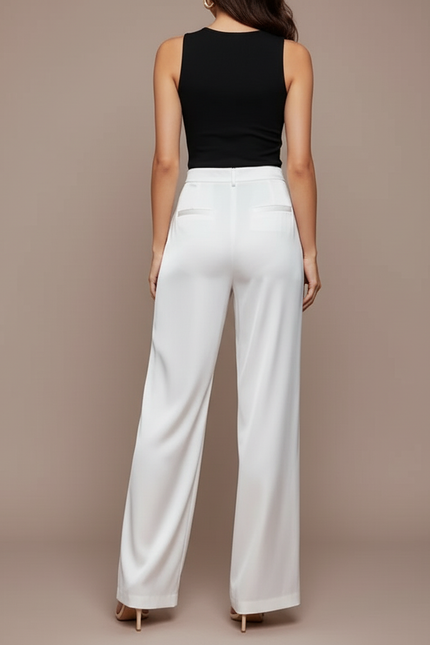 Pantalon Blanc Soirée - Satin - vue 2