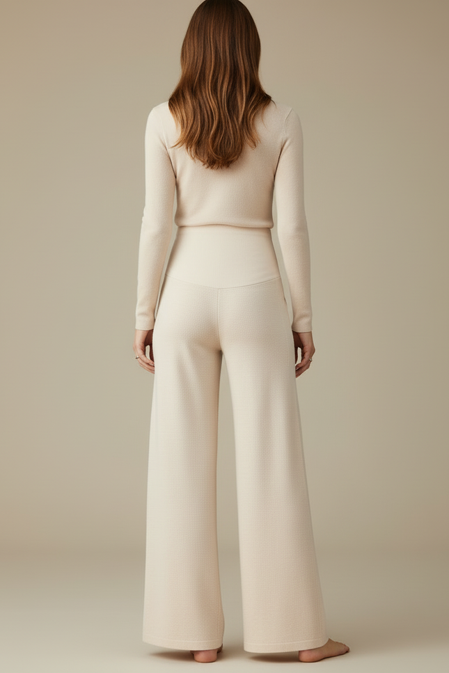 Pantalon Blanc Maternité - Beige Maille - vue 2