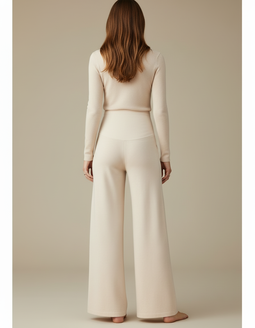 Pantalon Blanc Maternité - Beige Maille - vue 2