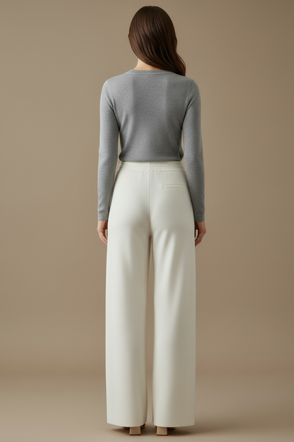Pantalon Flanelle Blanc Femme - Molleton - vue 2