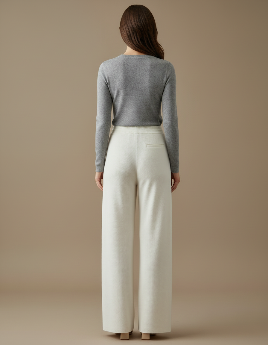 Pantalon Flanelle Blanc Femme - Molleton - vue 2