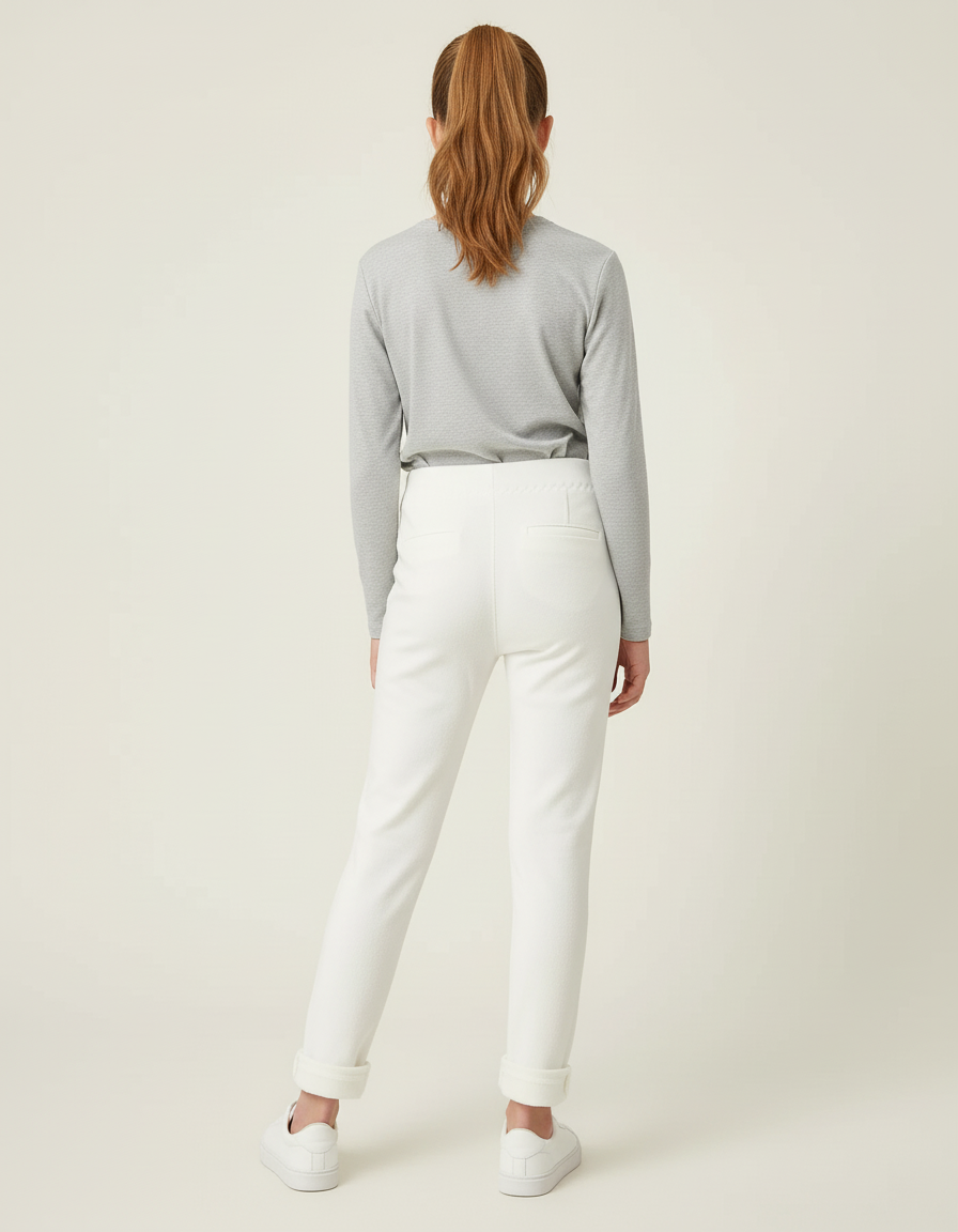 Pantalon Blanc Élastique Enfant Velours Hiver - vue 2