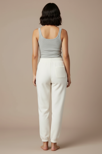 Pantalon Survetement Blanc Femme - Molleton - vue 2