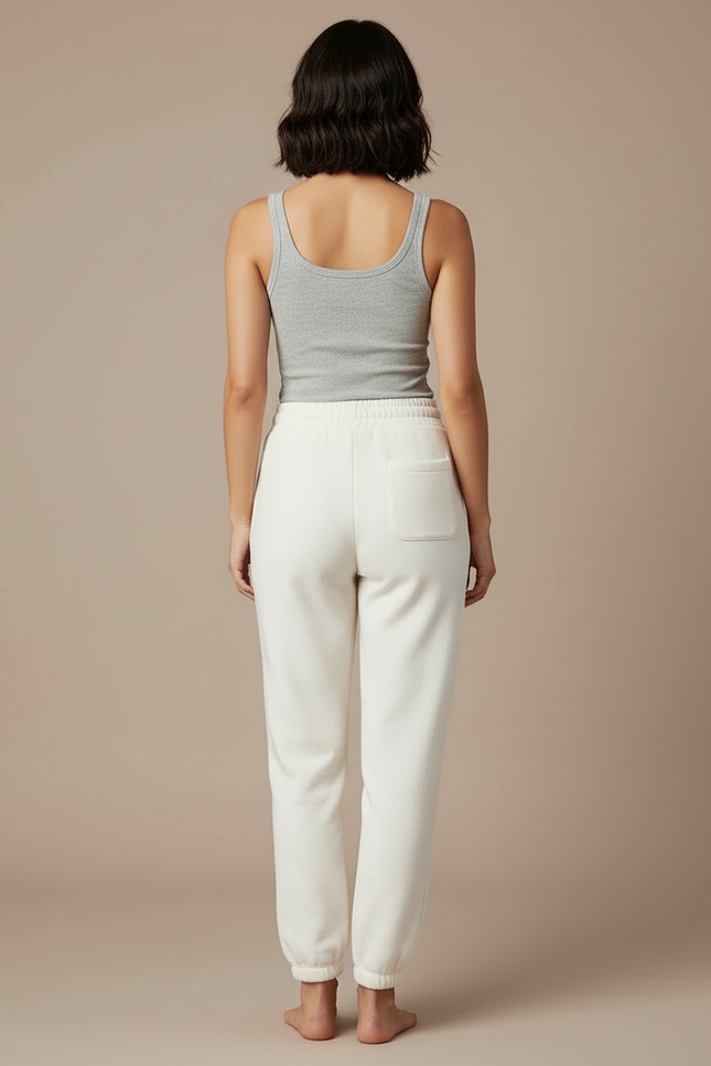 Pantalon Survetement Blanc Femme - Molleton - vue 2