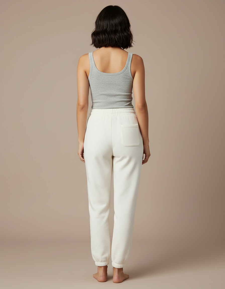 Pantalon Survetement Blanc Femme - Molleton - vue 2