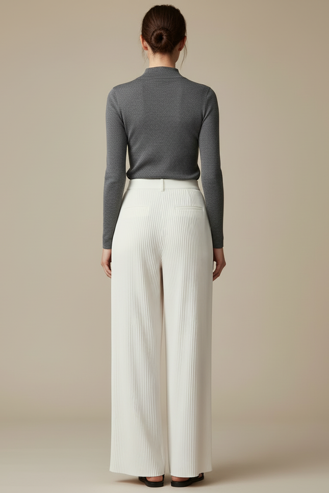Pantalon Crepe Fluide Blanc - Polyester - vue 2