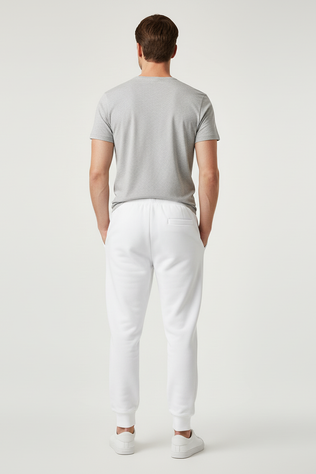 Pantalon Jogging Blanc Homme - Molleton - vue 2
