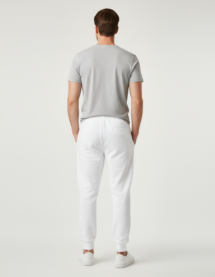 Pantalon Jogging Blanc Homme - Molleton - vue 2