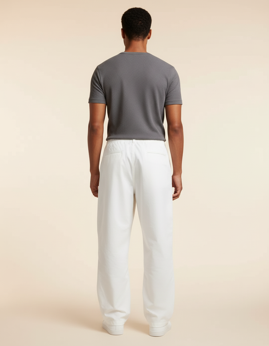 Pantalon Blanc Ample Décontracté Homme Coton Léger - vue 2