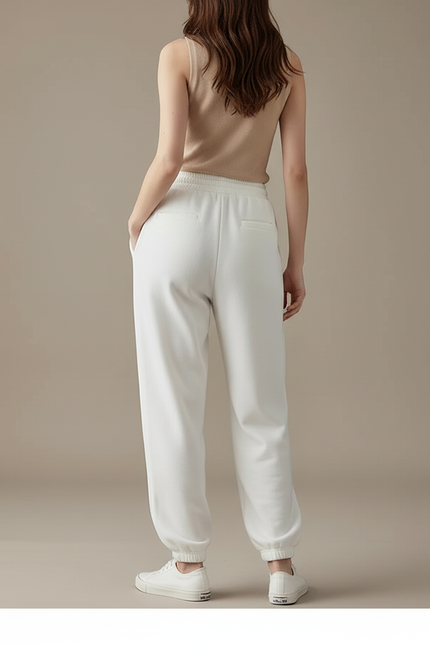 Pantalon Blanc Molletonné Confortable Décontracté Cordon - vue 2