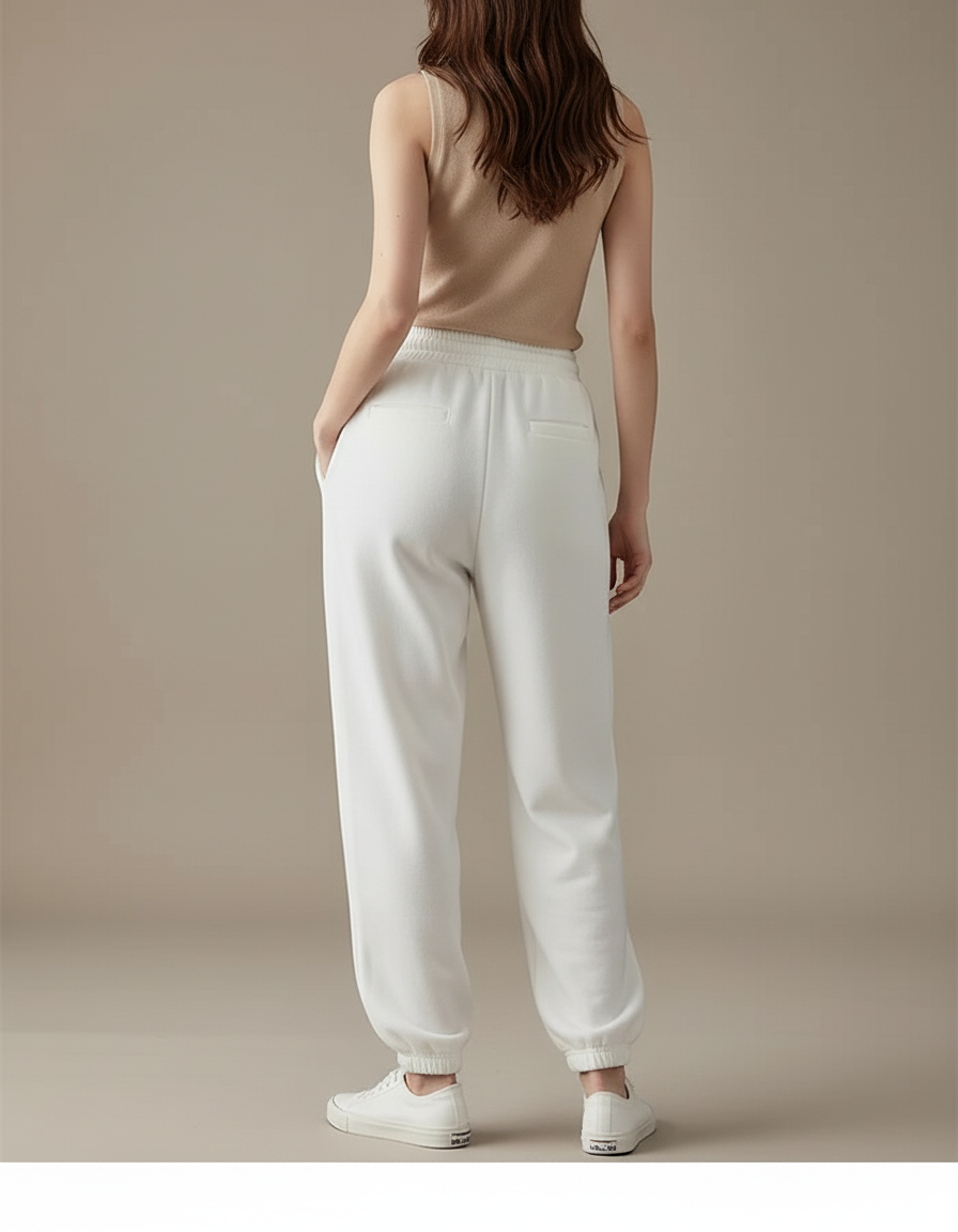 Pantalon Blanc Molletonné Confortable Décontracté Cordon - vue 2