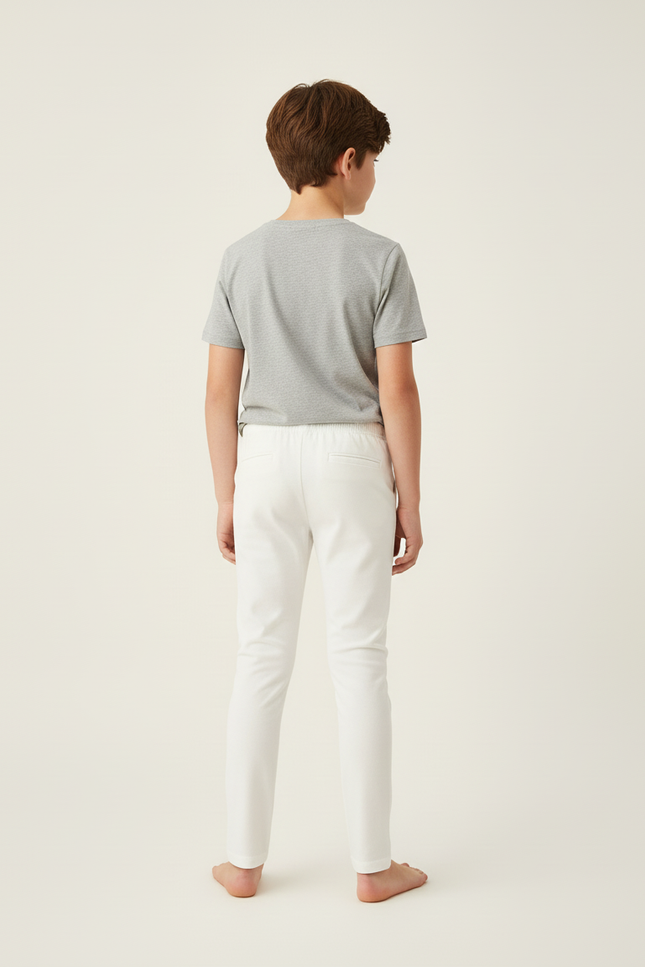Pantalon Blanc Enfant Coton Casual Slim - vue 2