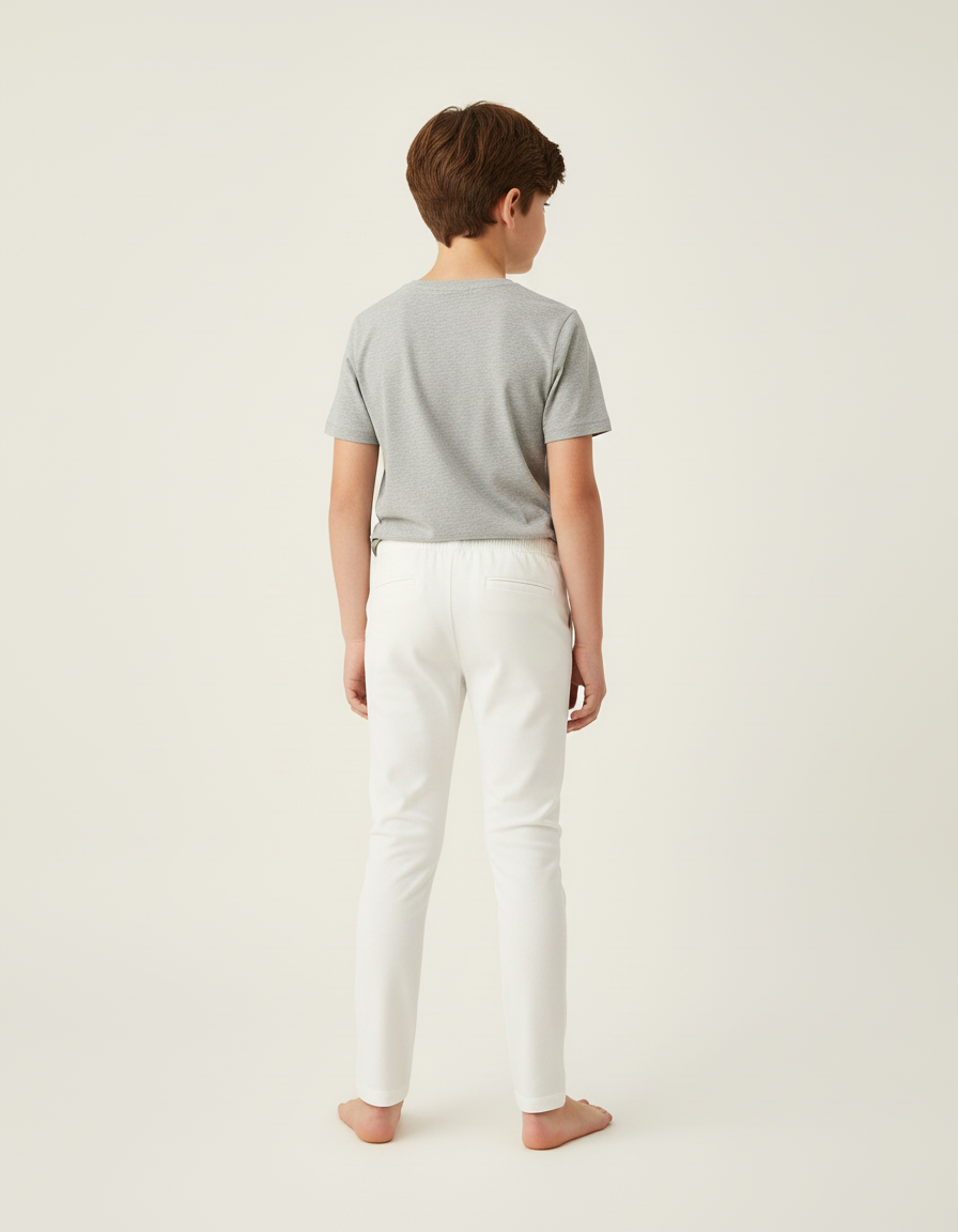 Pantalon Blanc Enfant Coton Casual Slim - vue 2