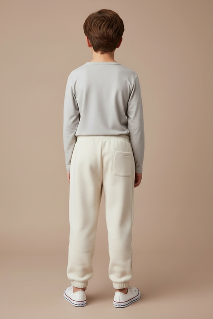 Pantalon Blanc Molletonné Décontracté Confortable Enfant - vue 2