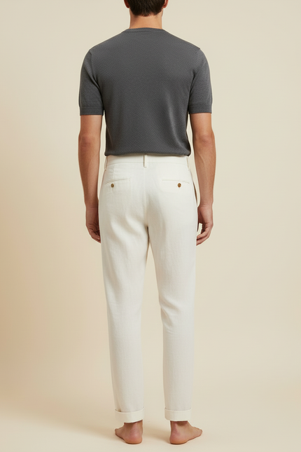 Pantalon Lin Blanc Pas Transparent - vue 2