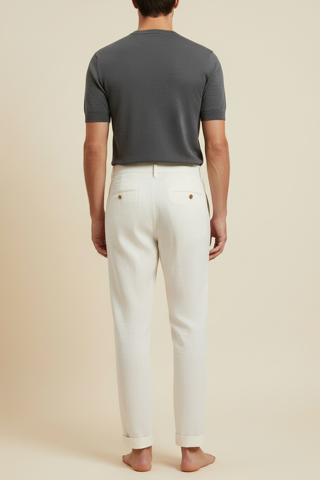 Pantalon Lin Blanc Pas Transparent - vue 2