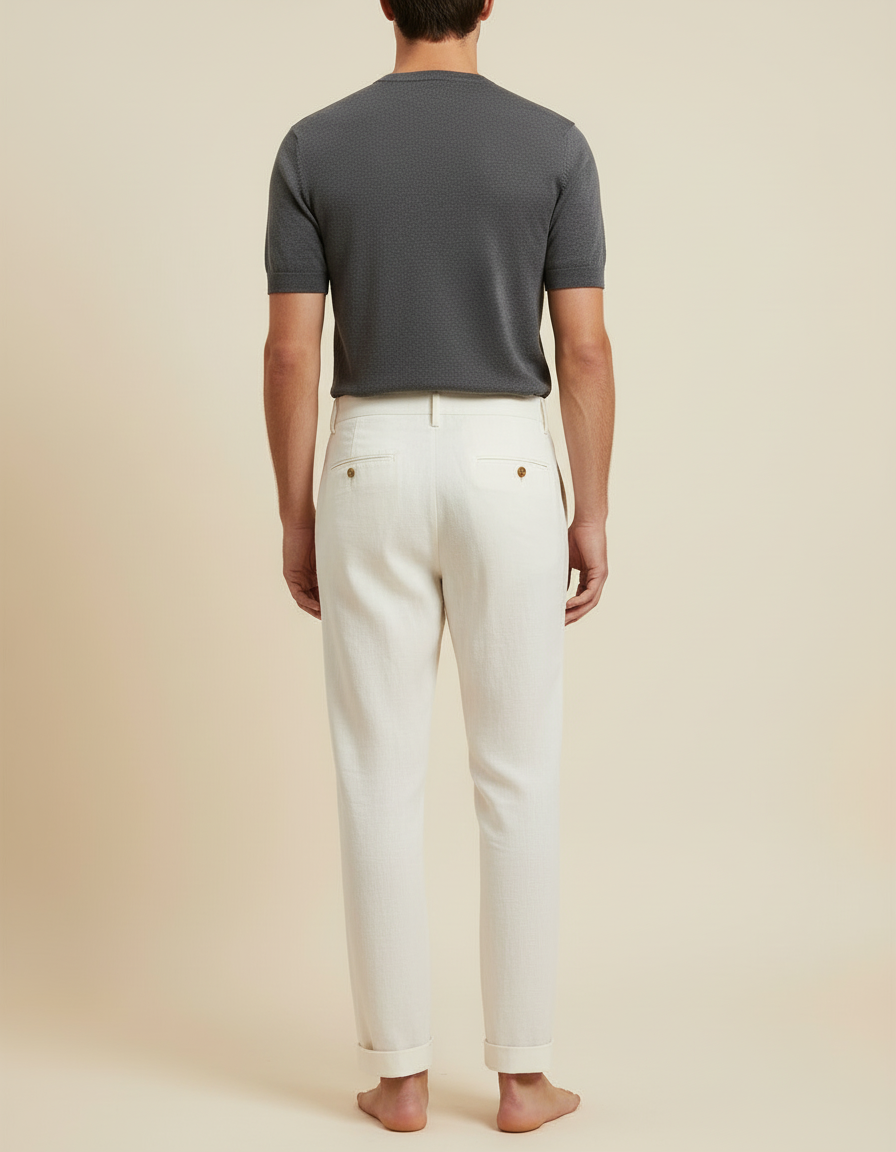 Pantalon Lin Blanc Pas Transparent - vue 2