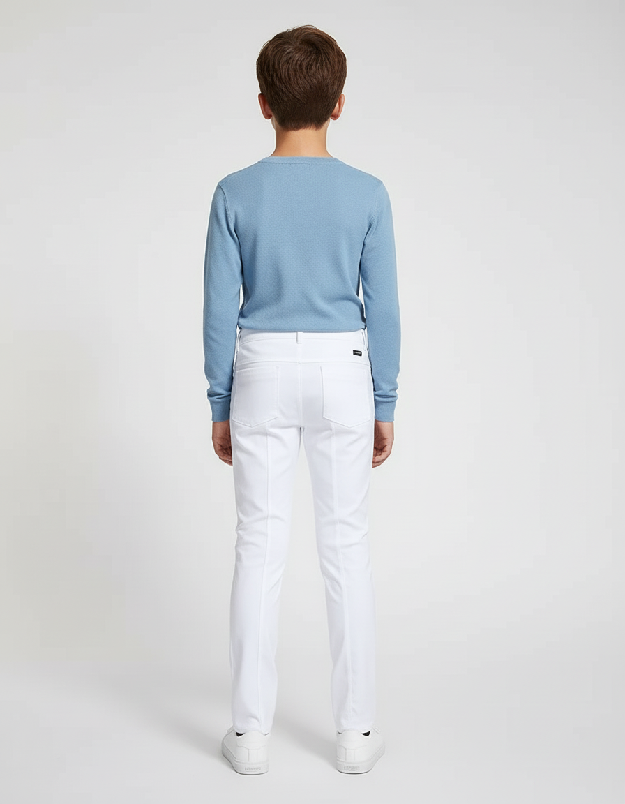 Pantalon Blanc Équestre Enfant Slim Matelassé Moderne - Gabardine - vue 2