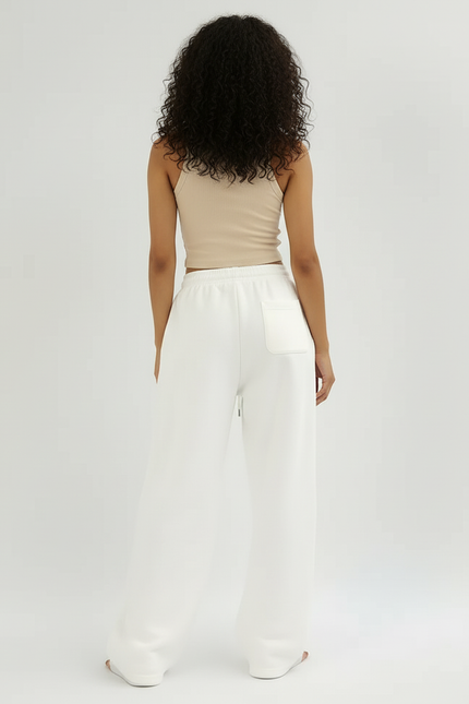 Pantalon Blanc Large Imprimé Décontracté Femme - Molleton - vue 2