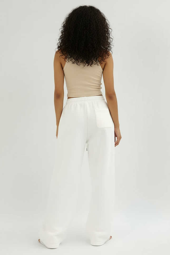 Pantalon Blanc Large Imprimé Décontracté Femme - Molleton - vue 2