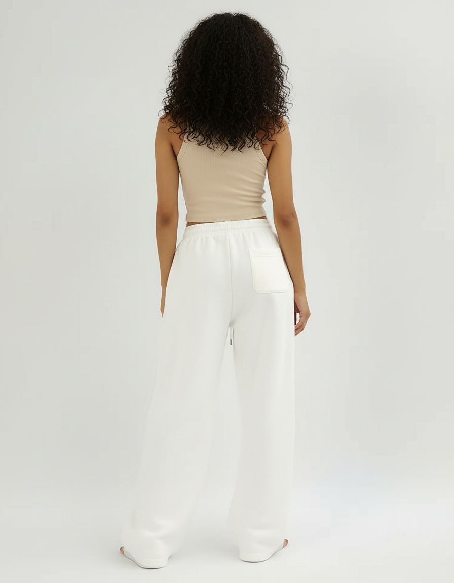 Pantalon Blanc Large Imprimé Décontracté Femme - Molleton - vue 2