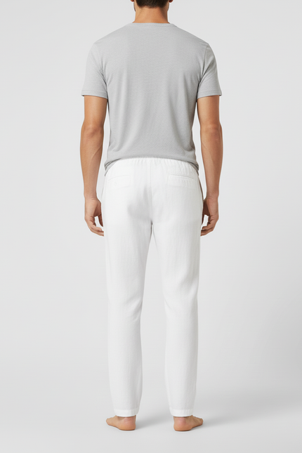 Pantalon Lin Blanc Homme Grande Taille - vue 2