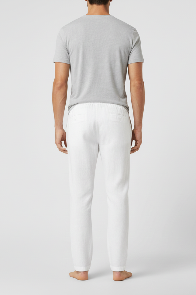 Pantalon Lin Blanc Homme Grande Taille - vue 2
