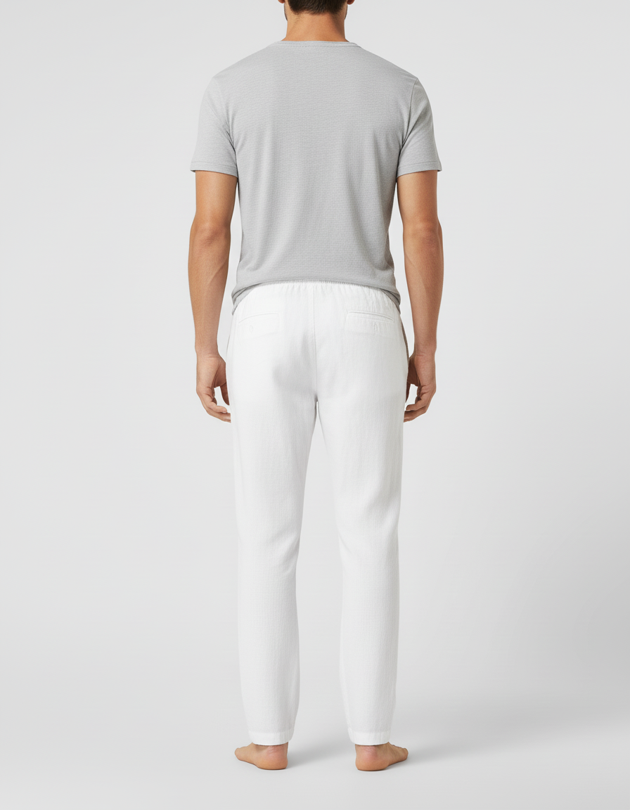 Pantalon Lin Blanc Homme Grande Taille - vue 2