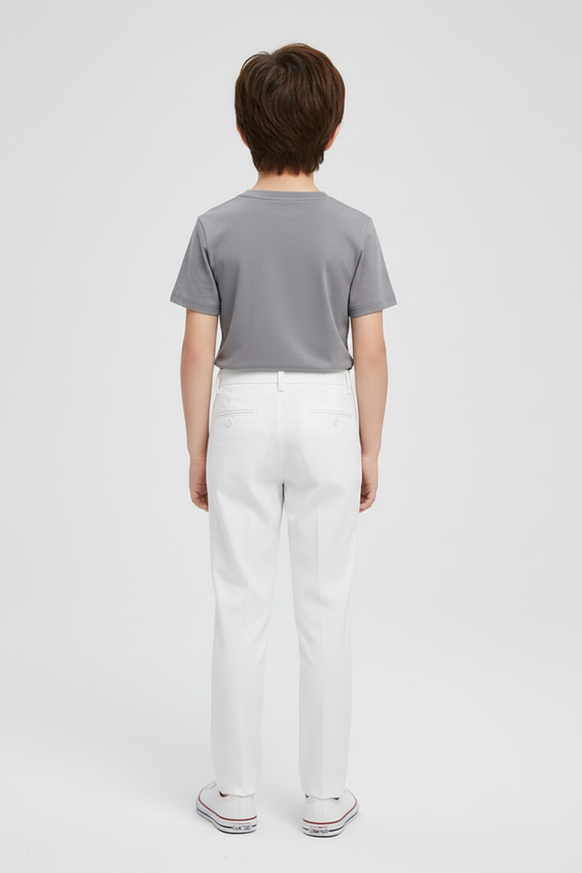 Pantalon Blanc Droit Élégant Enfant Cérémonie - Gabardine - vue 2