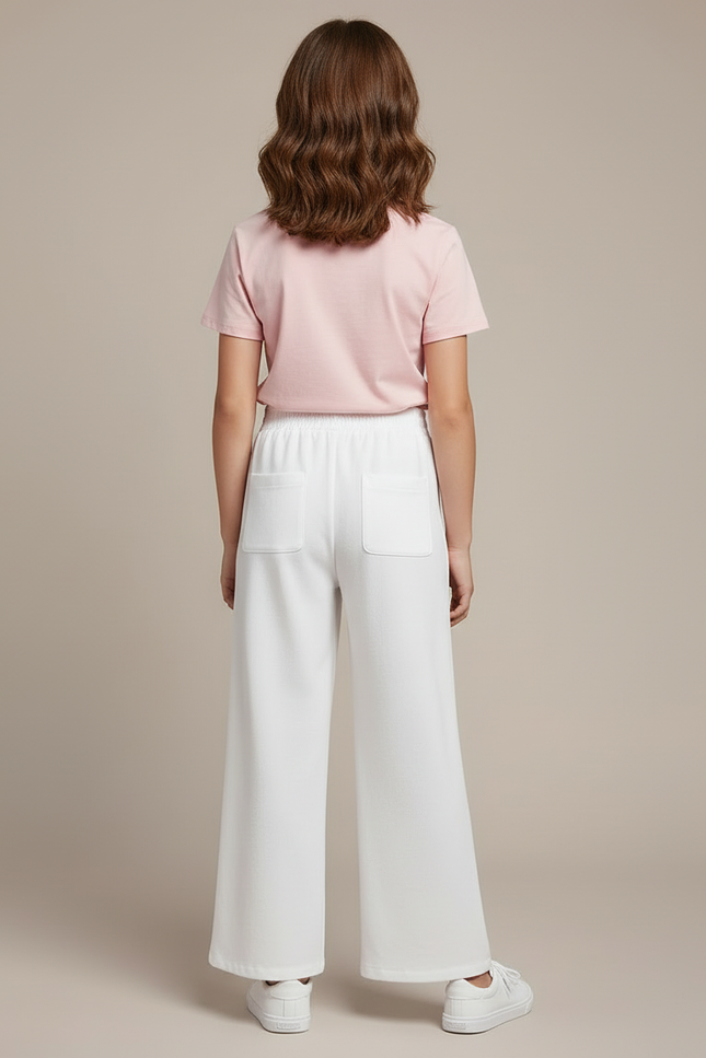 Pantalon Blanc Ample Fluide Confortable Fille Décontracté - Molleton - vue 2