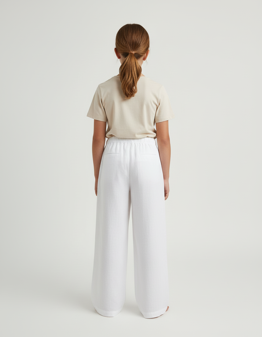 Pantalon Blanc Ample Lin Confortable Enfant - vue 2
