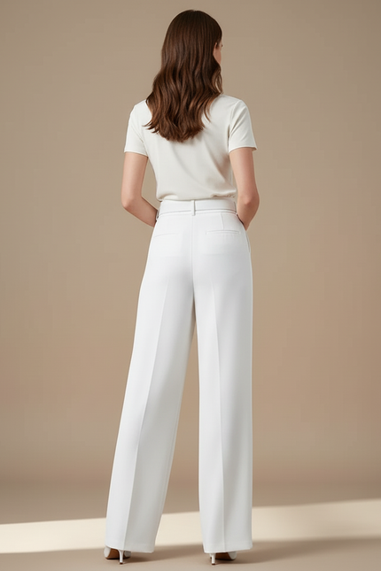 Pantalon Blanc Ceinture - Gabardine - vue 2