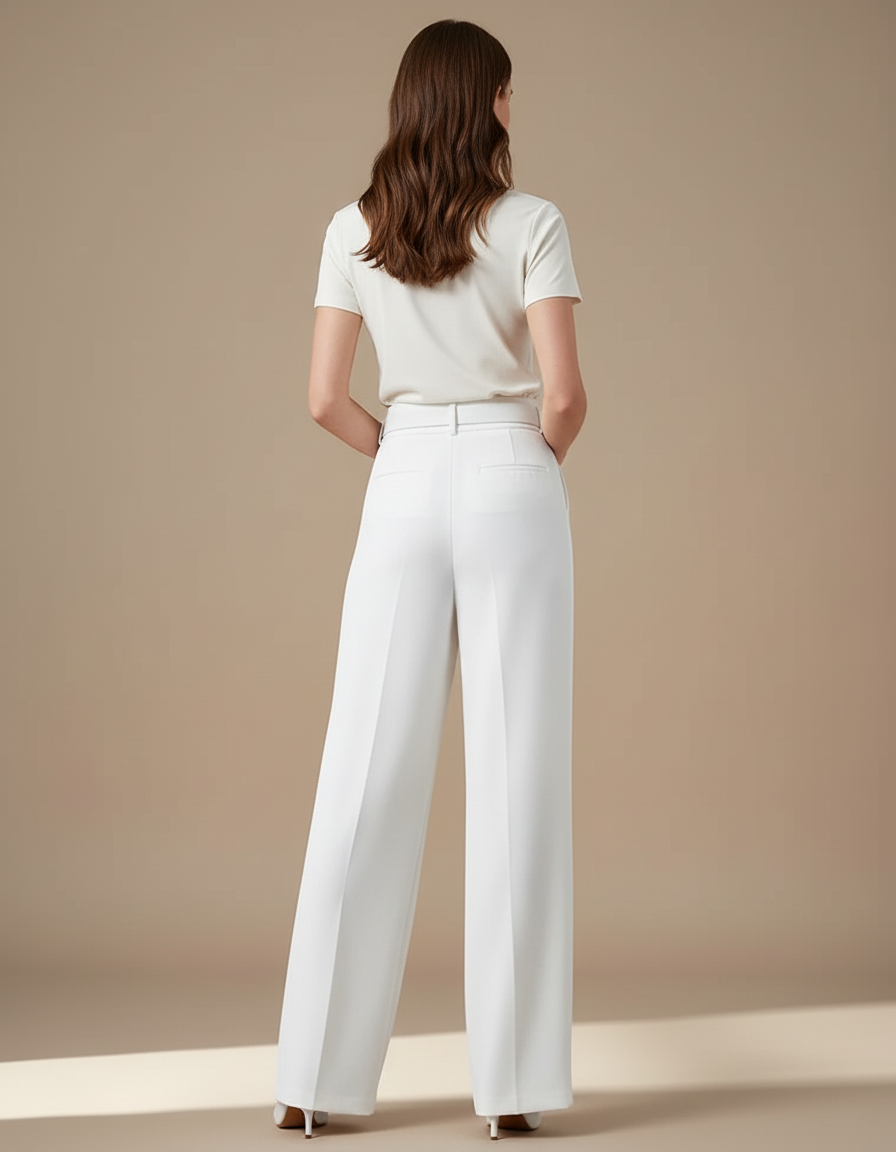 Pantalon Blanc Ceinture - Gabardine - vue 2