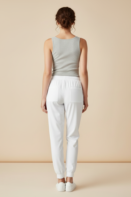 Pantalon Blanc Jogger Cordon Élastique Confortable Femme - Polyester - vue 2
