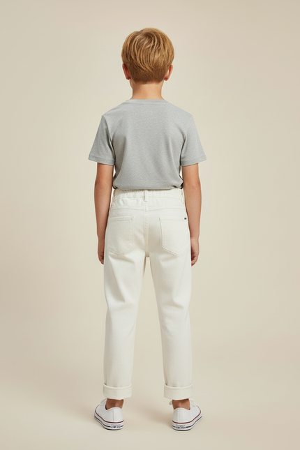 Pantalon Blanc Garçon Décontracté Coton Droit - Toile - vue 2