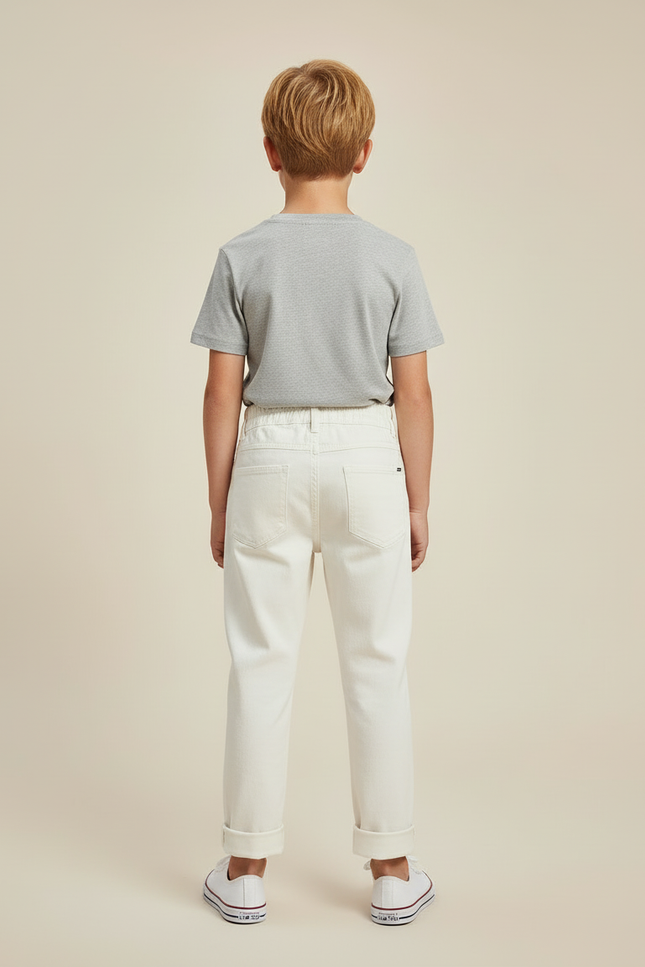 Pantalon Blanc Garçon Décontracté Coton Droit - Toile - vue 2