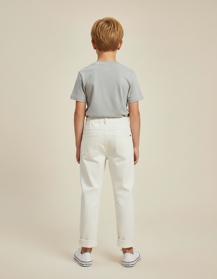 Pantalon Blanc Garçon Décontracté Coton Droit - Toile - vue 2