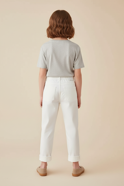 Pantalon Blanc Coton Droit Enfant Décontracté - vue 2