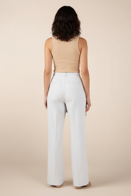 Pantalon Blanc Fluide Ample Élégant Jupe-Culotte - Gabardine - vue 2