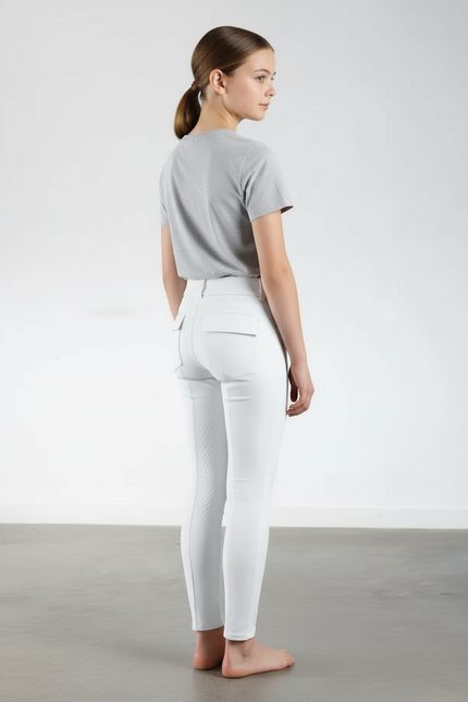 Pantalon Blanc Slim Équestre Silicone Enfant - Polyester - vue 2