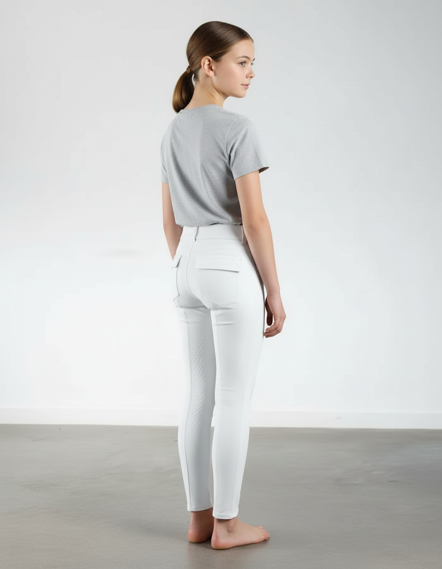 Pantalon Blanc Slim Équestre Silicone Enfant - Polyester - vue 2