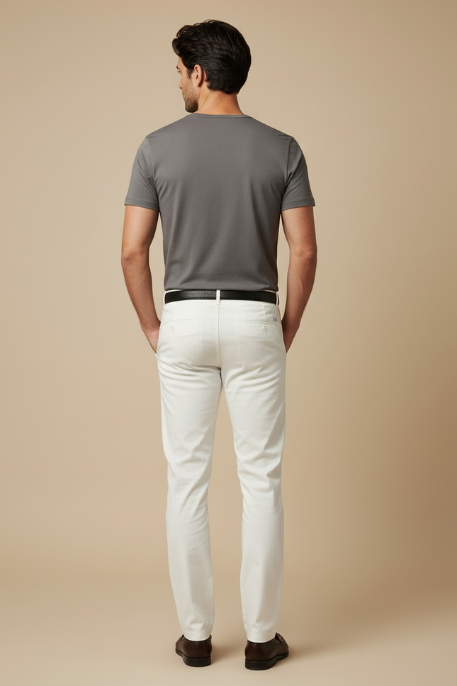 Pantalon Blanc Homme, Slim, Coton, Casual, Élégant - vue 2