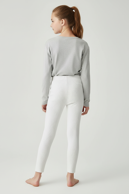 Pantalon Moulant Blanc - Maille - vue 2