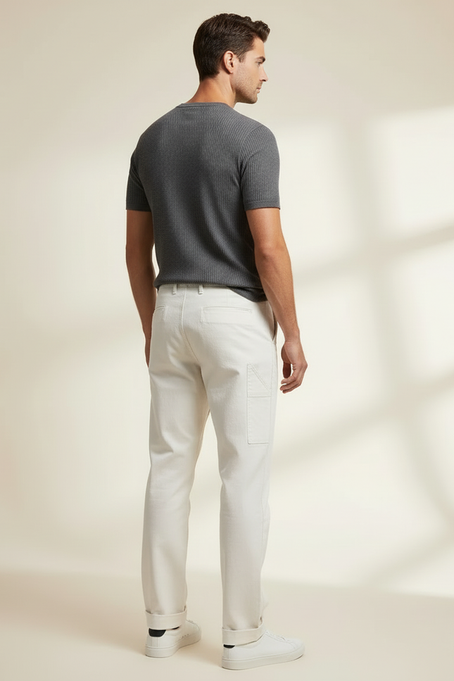 Pantalon Blanc Homme Coton - Toile - vue 2