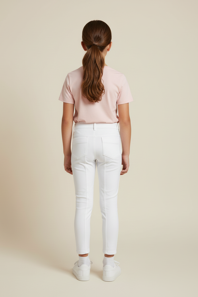 Pantalon Blanc Équestre Fille Silicone Slim - Polyester - vue 2