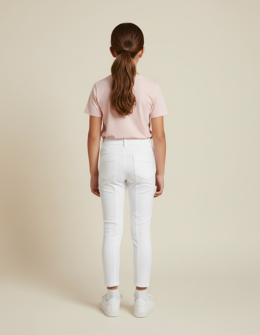 Pantalon Blanc Équestre Fille Silicone Slim - Polyester - vue 2