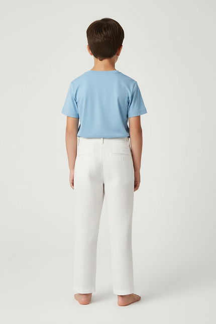 Pantalon Blanc Lin Plissé Garçon Élégant Décontracté - vue 2