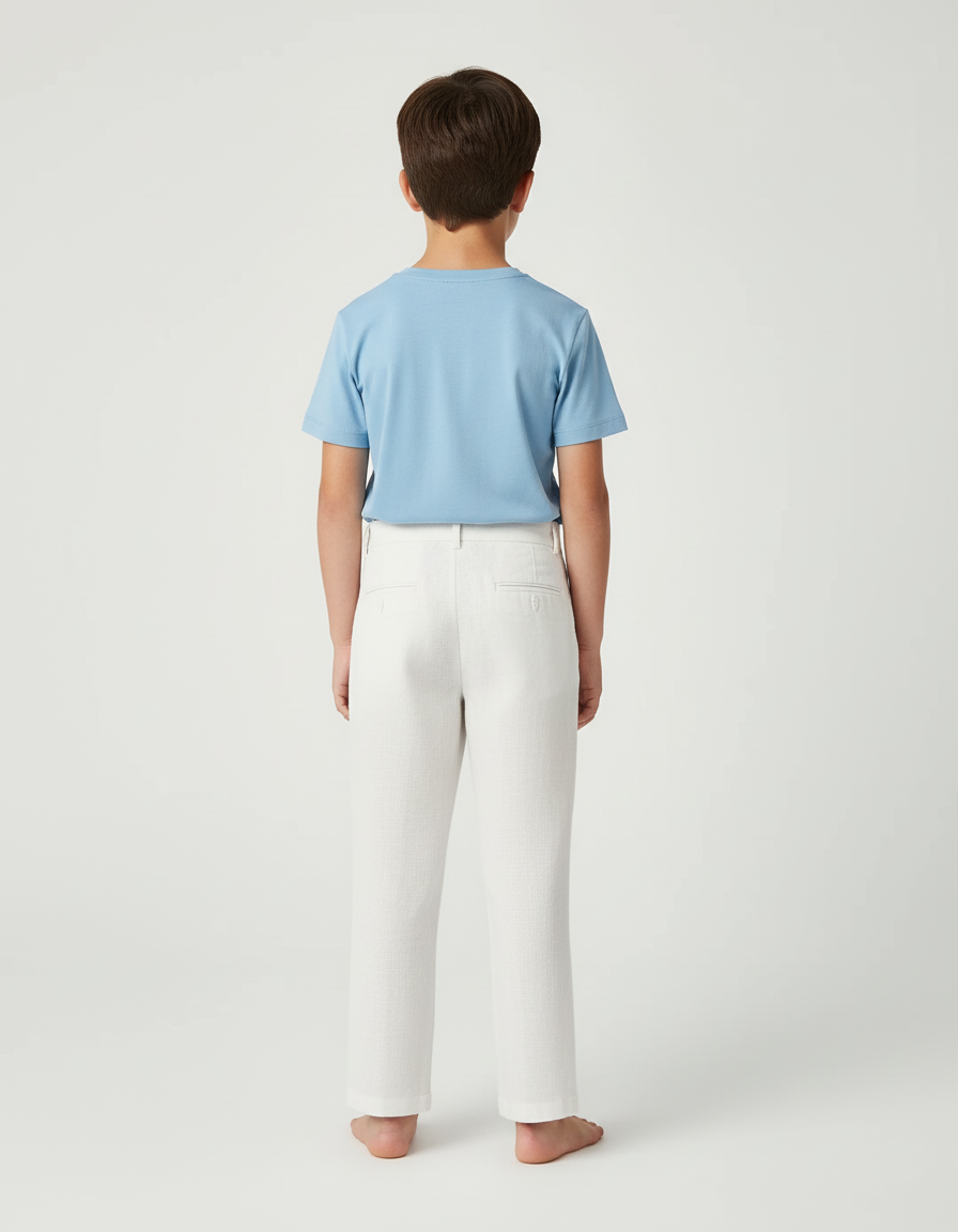 Pantalon Blanc Lin Plissé Garçon Élégant Décontracté - vue 2