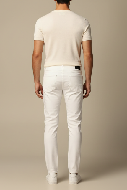 Pantalon Blanc Slim Coton Décontracté Homme - Jean - vue 2