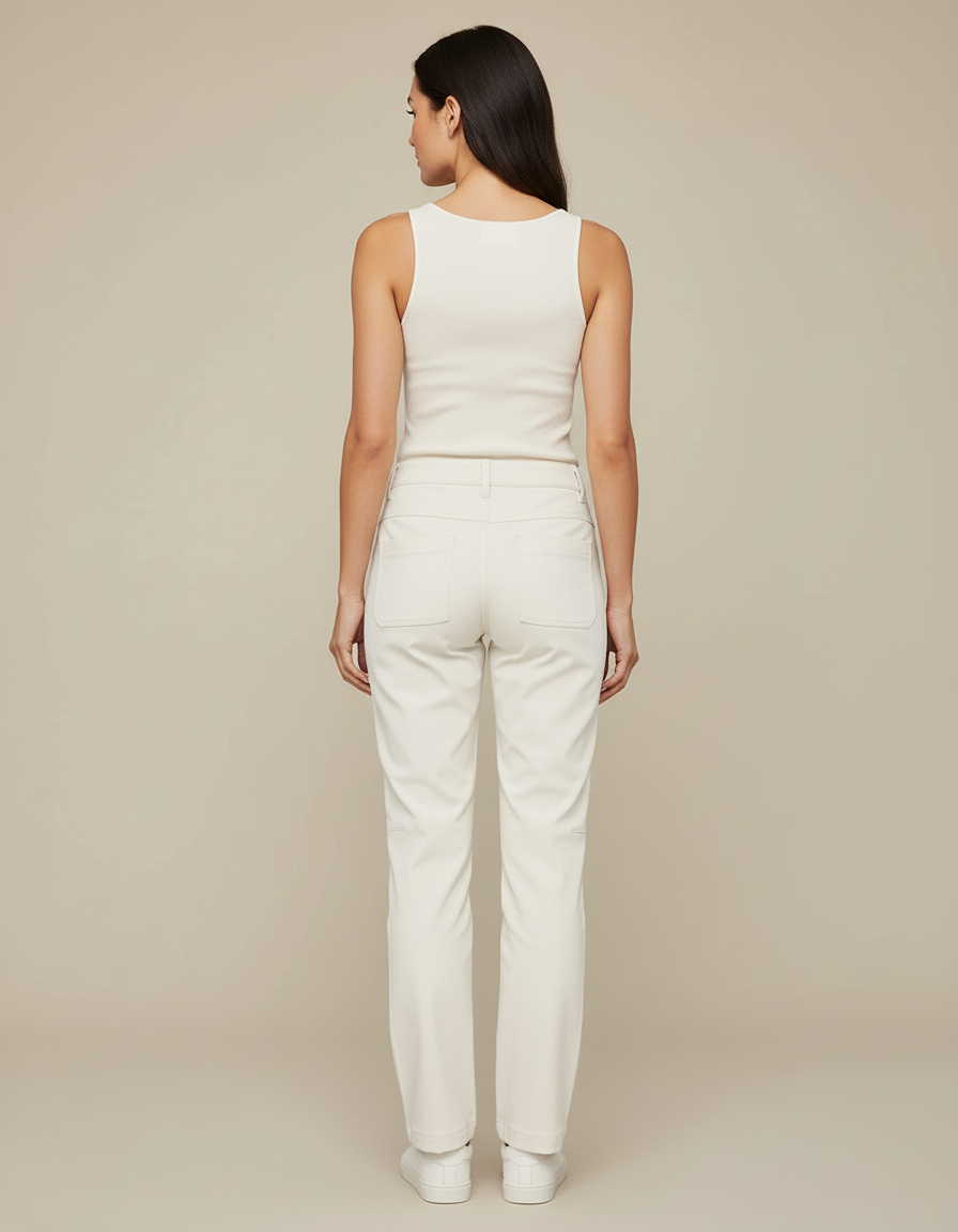 Pantalon Sport Blanc Femme - Beige Gabardine - vue 2